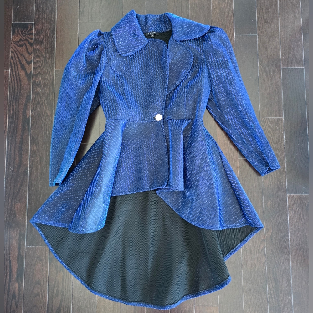 metallic blue structured blazer